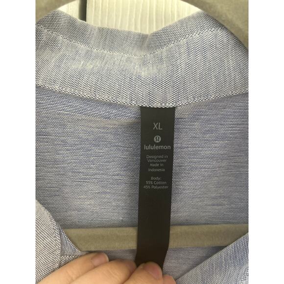 LuluLemon Light Marled Blue Commission Long Sleeve Button Down - Picture 4 of 7